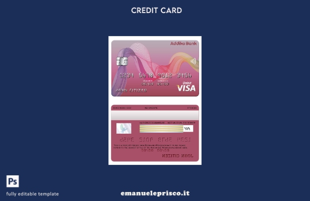 modello di carta visto bancario Addiko stile verificato per la Bosnia ed Erzegov